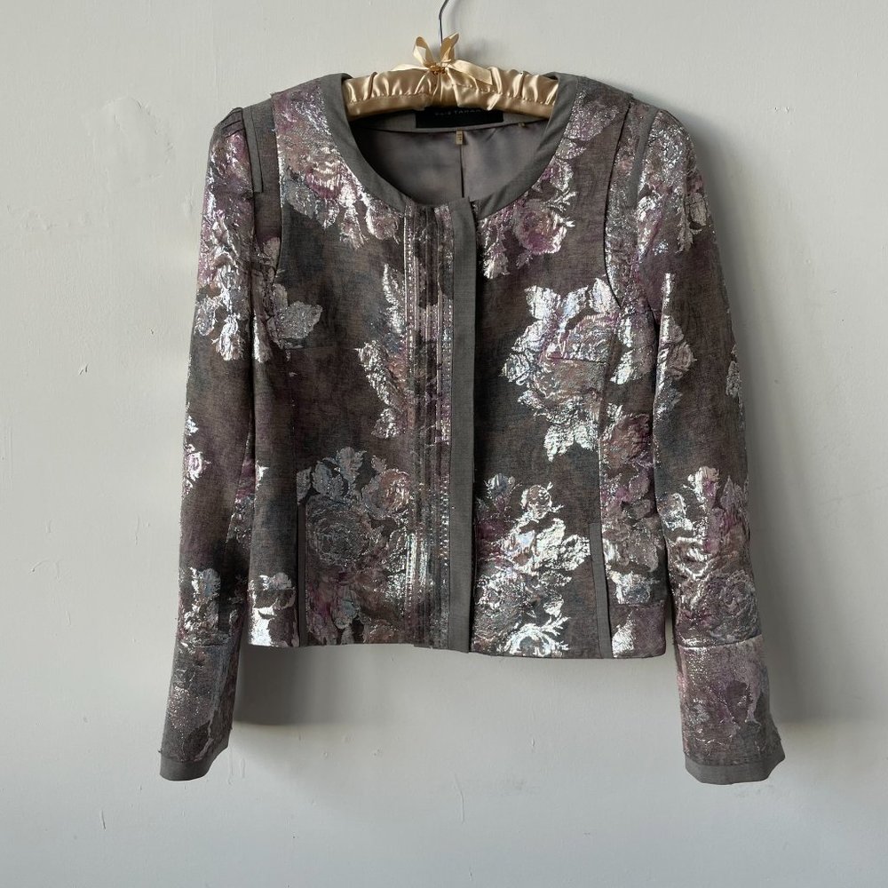 Elie Tahari Tessa Silver Pink Metallic Jacket